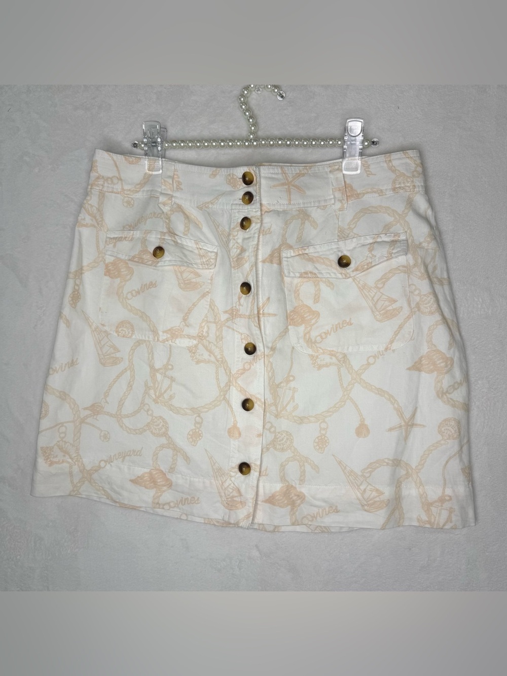 Vineyard Vines White Skirt with Beige Nautical Print New with tags Size Large